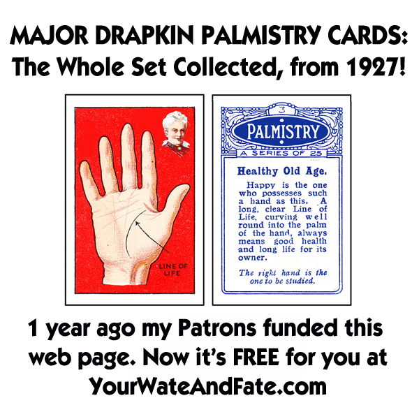 March 21st, 2022 — Palmistry Cigarette Cards by Major Drapkin and Company and Categorizing Cards